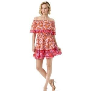 Jessica Simpson Women's Amelia Ruffle Short Dress Size Small Pink Lilac Sachet